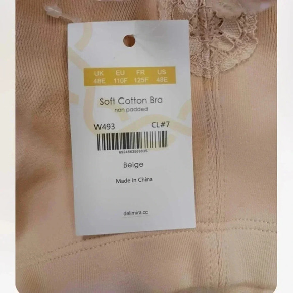 Delimira Soft Cotton Beige Brassiere Size  48E - Picture 8 of 9